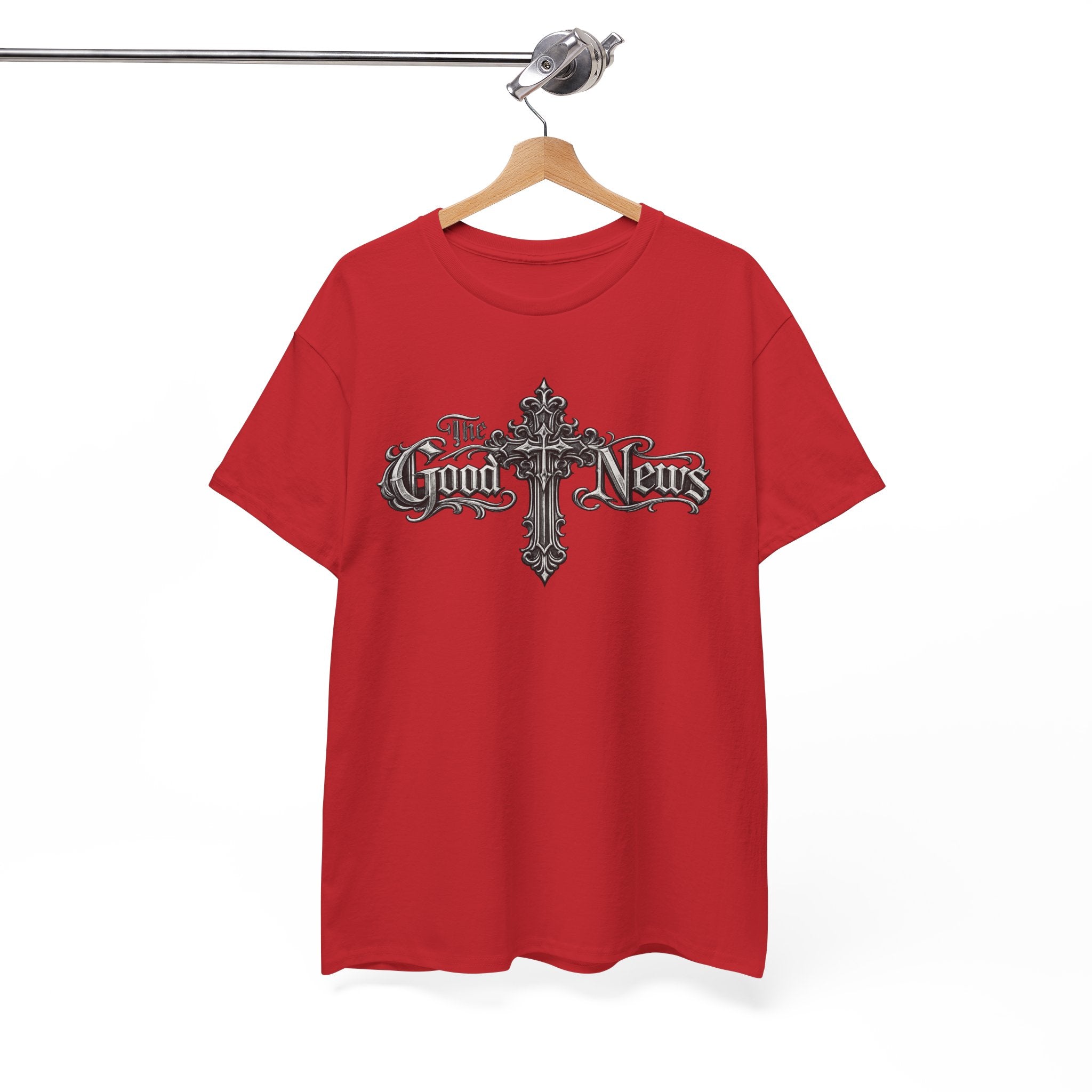 The Good News Cross T-Shirt — Gothic Religious Graphic Tee