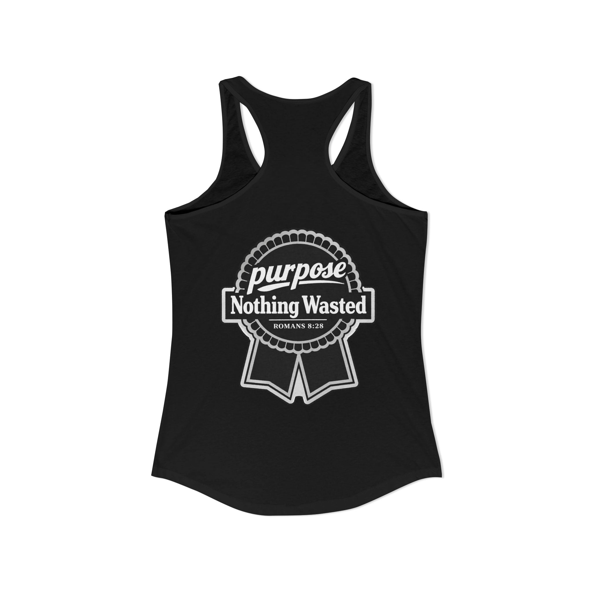 Christian Faith Script Racerback Tank — Purpose "Nothing Wasted" Badge Design