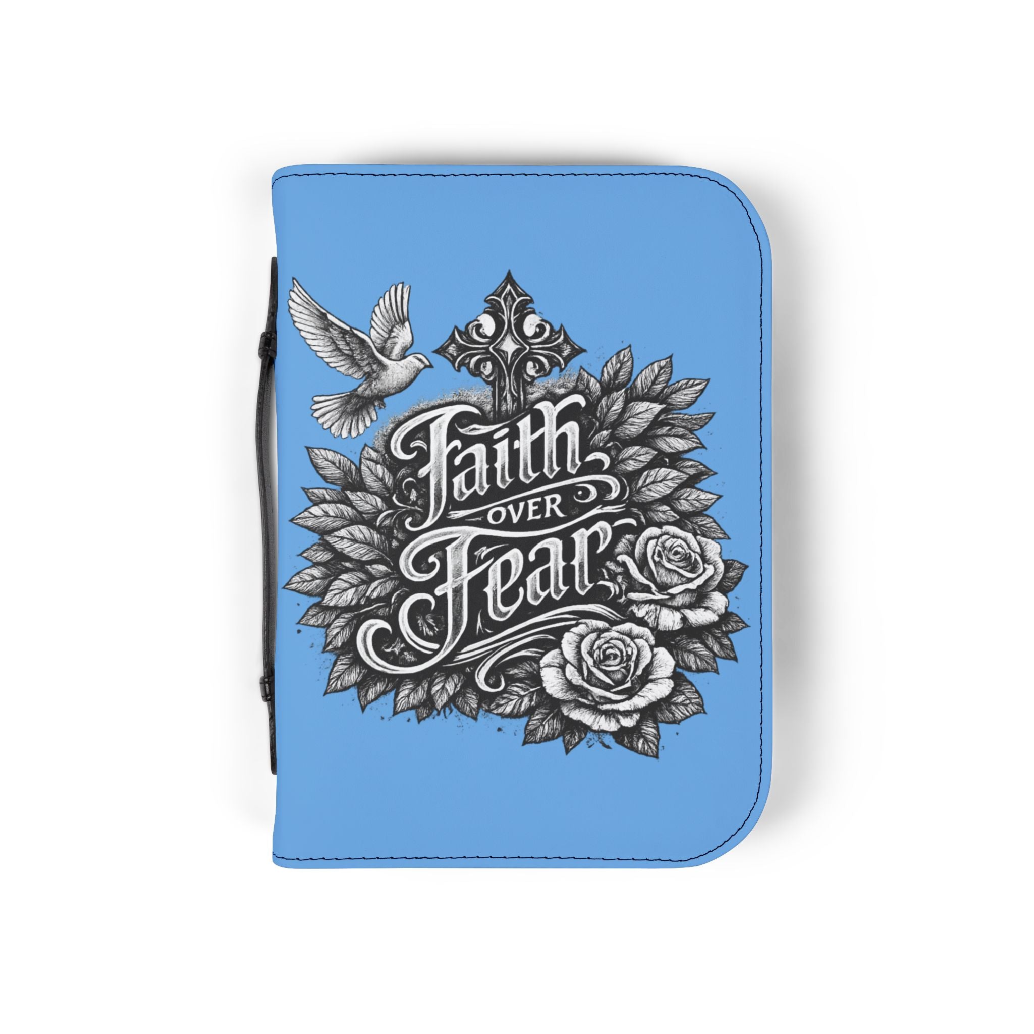 Faith Over Fear Bible Cover Zippered Leather Carrying Case