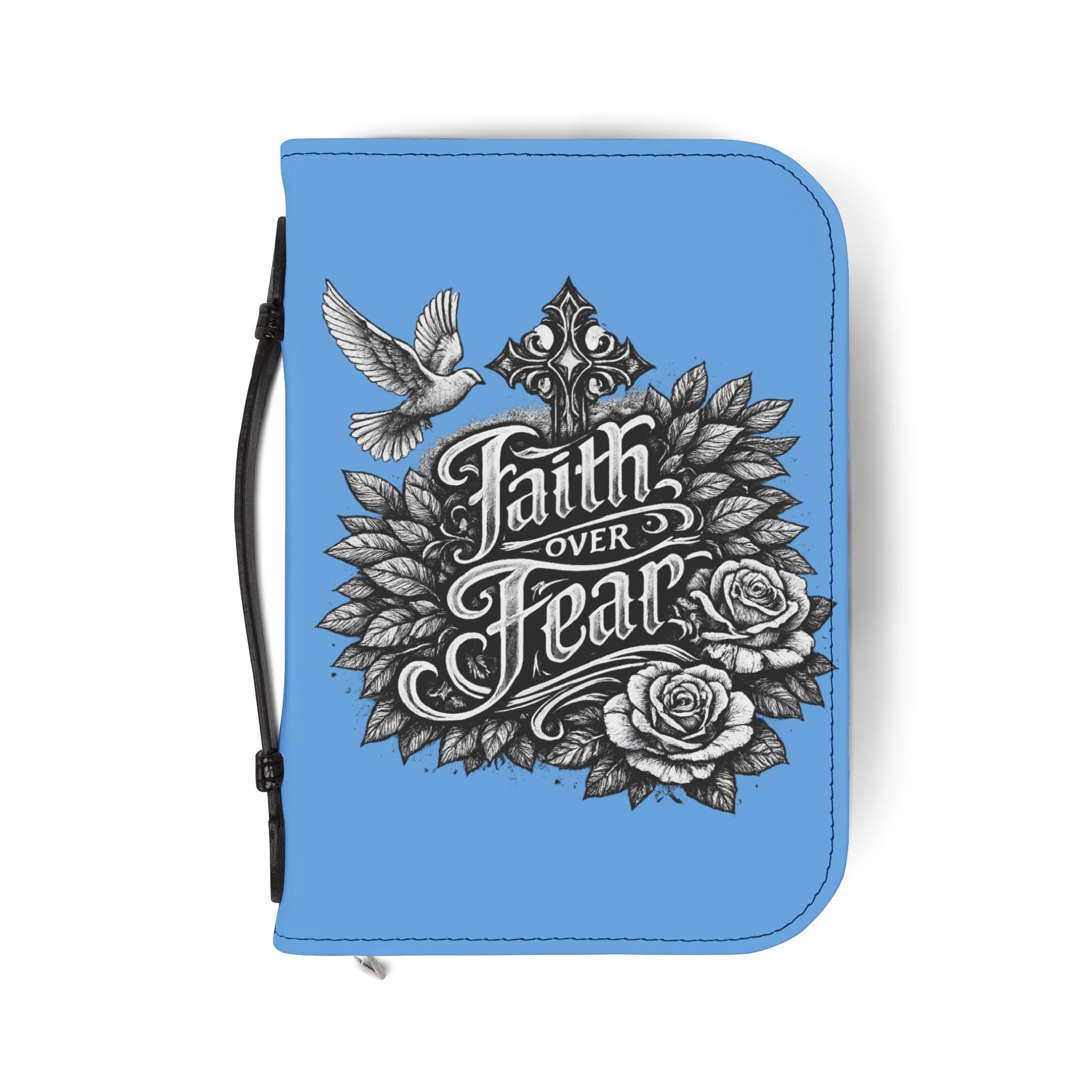 Faith Over Fear Bible Cover Zippered Leather Carrying Case
