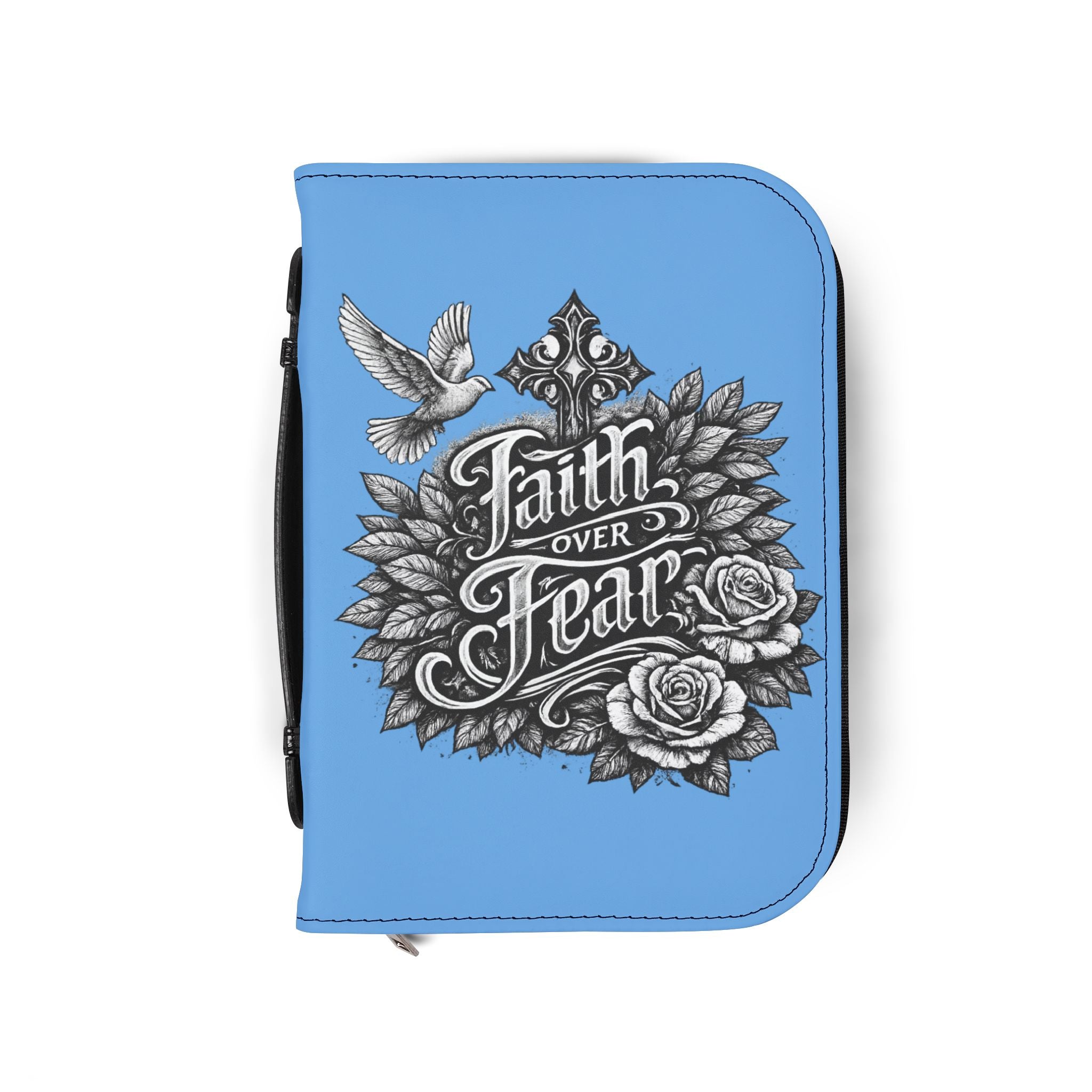 Faith Over Fear Bible Cover Zippered Leather Carrying Case
