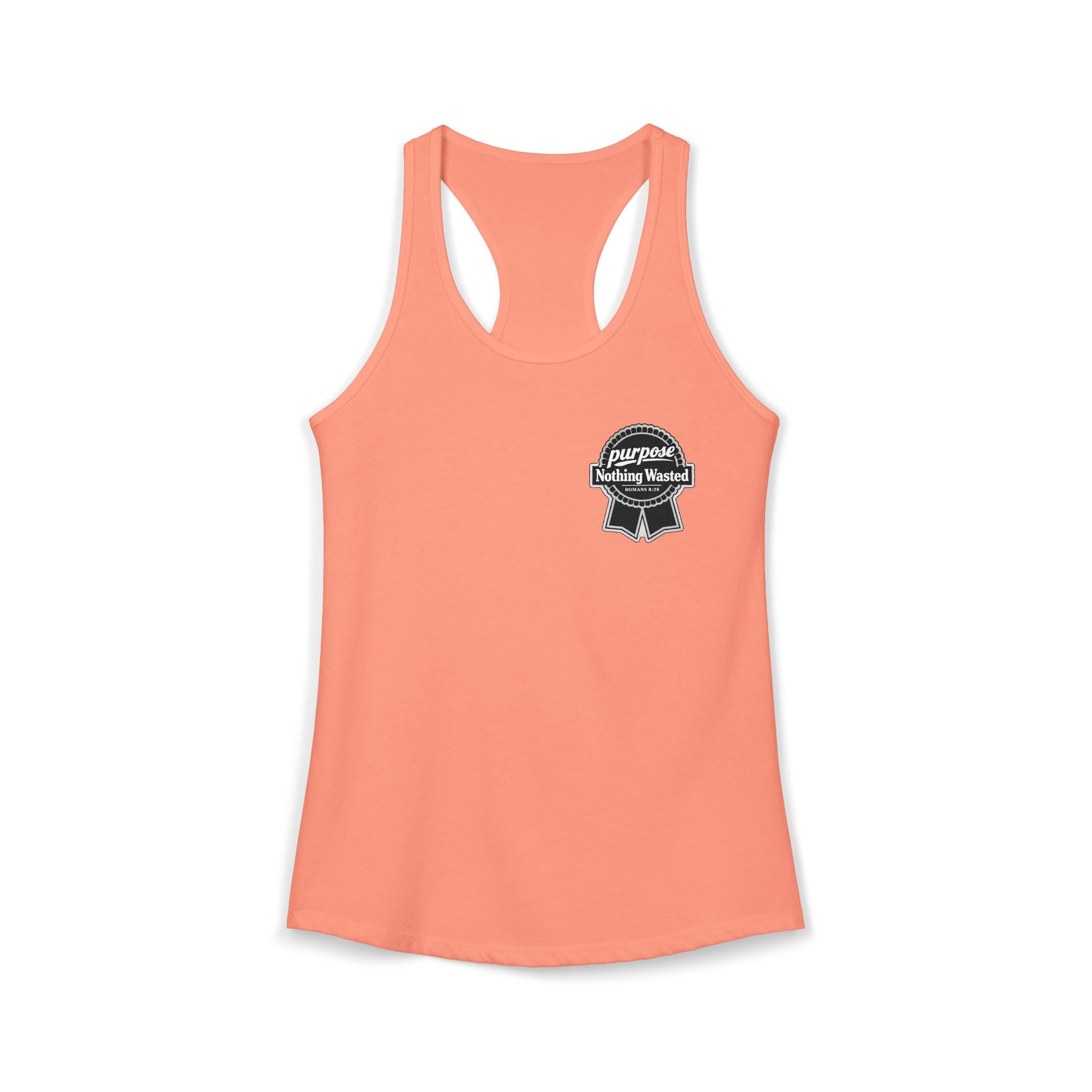 Christian Faith Script Racerback Tank — Purpose "Nothing Wasted" Badge Design