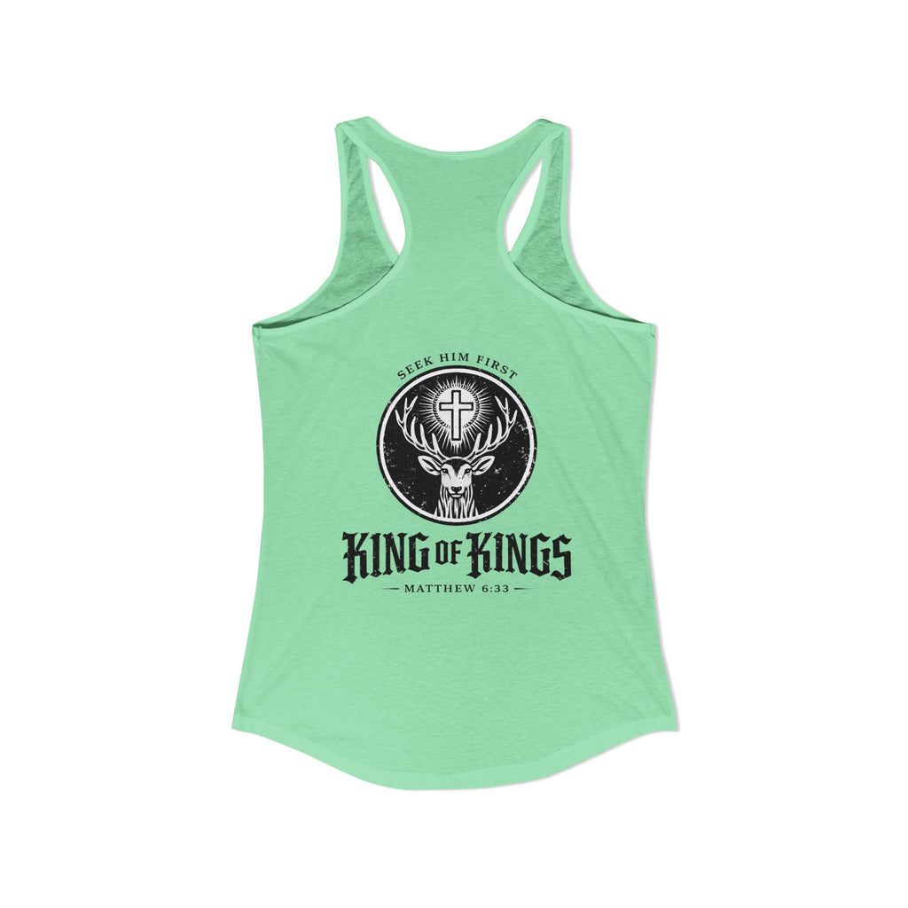 King of Kings Deer Cross Tank — Women's Racerback Faith Graphic Tank