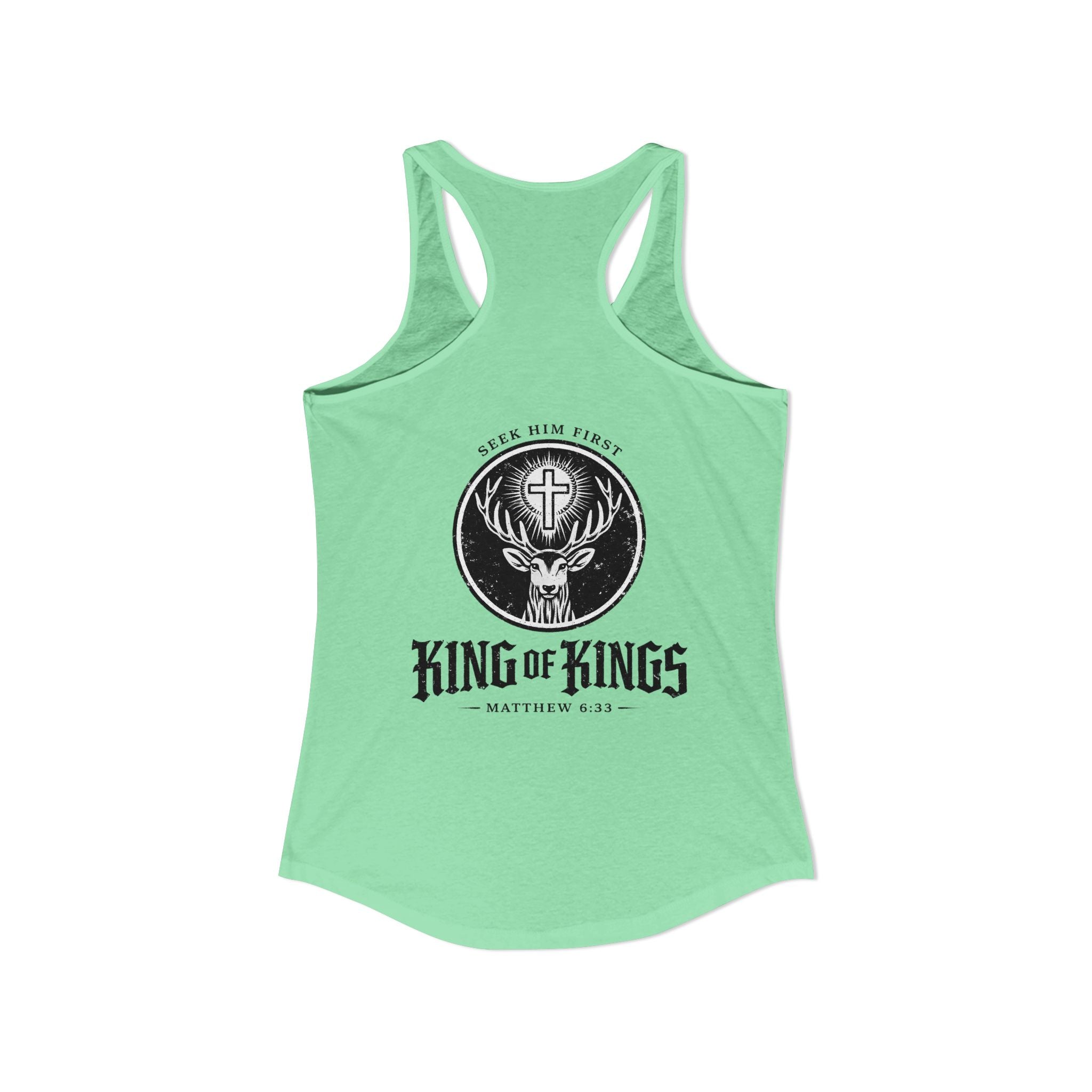King of Kings Deer Cross Tank — Women's Racerback Faith Graphic Tank