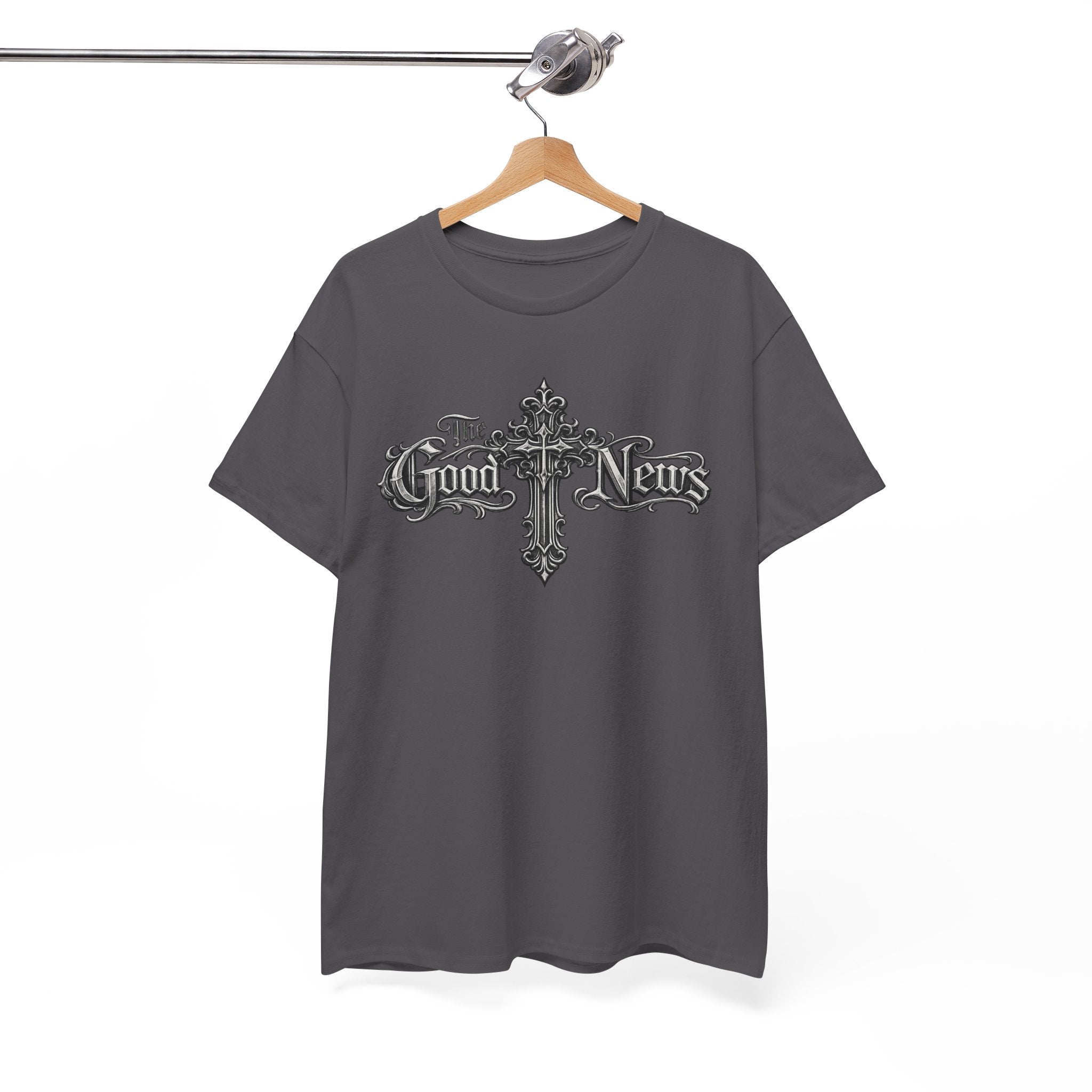The Good News Cross T-Shirt — Gothic Religious Graphic Tee