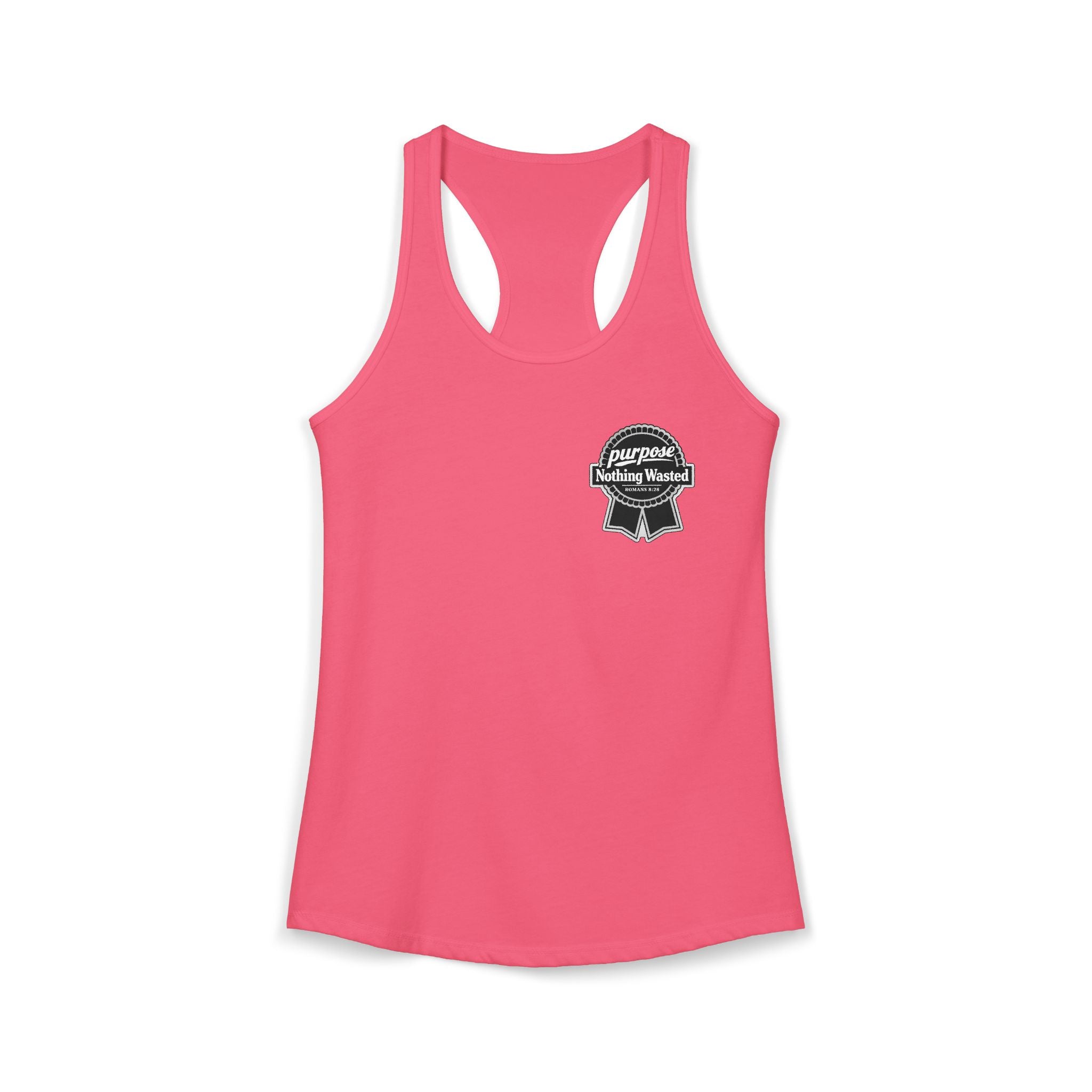 Christian Faith Script Racerback Tank — Purpose "Nothing Wasted" Badge Design