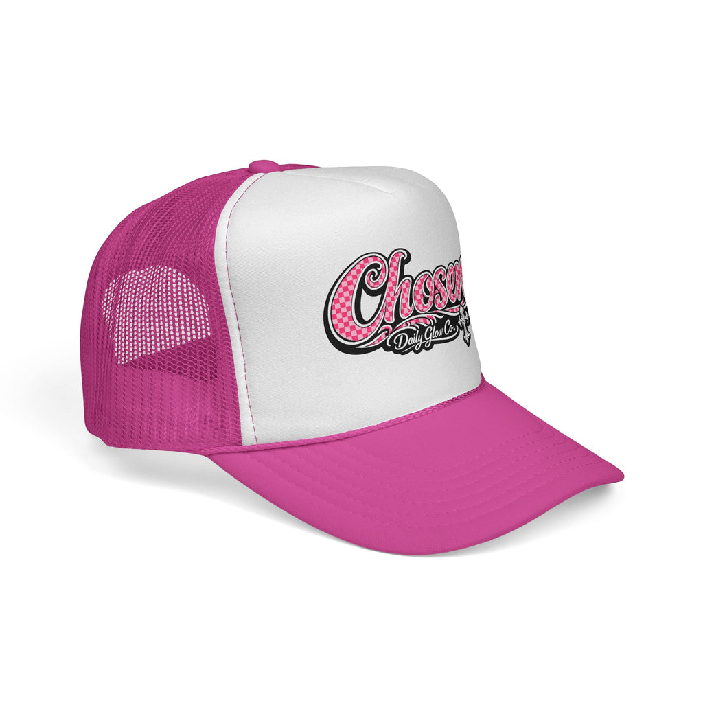 Chosen Trucker Cap — Pink Faith Script Logo Mesh Hat