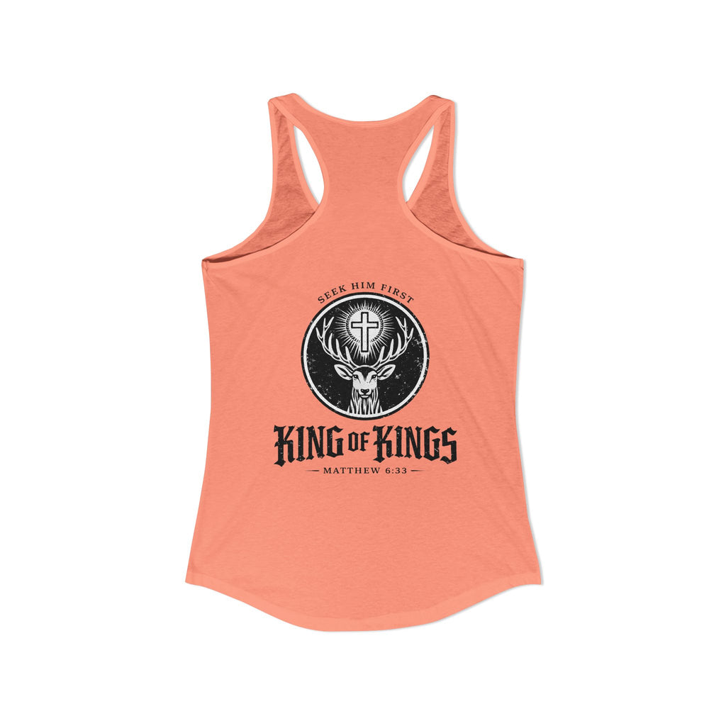 King of Kings Deer Cross Tank — Women's Racerback Faith Graphic Tank