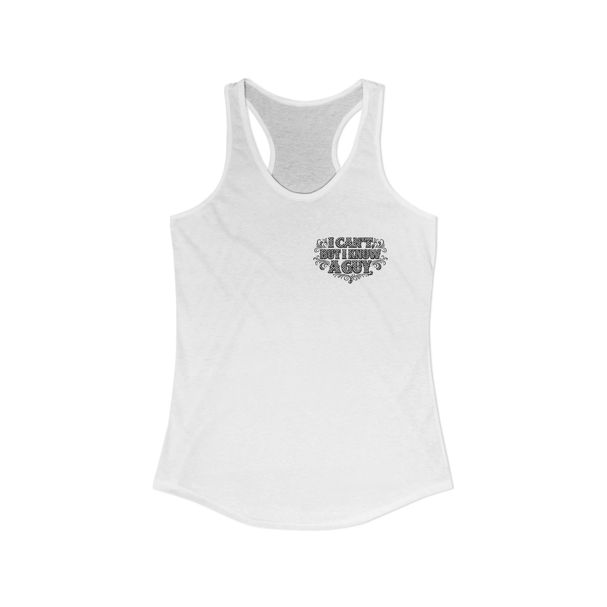 I Can't But I Know A Guy Checkered Graphic Tank — Christian Faith Racerback Tank