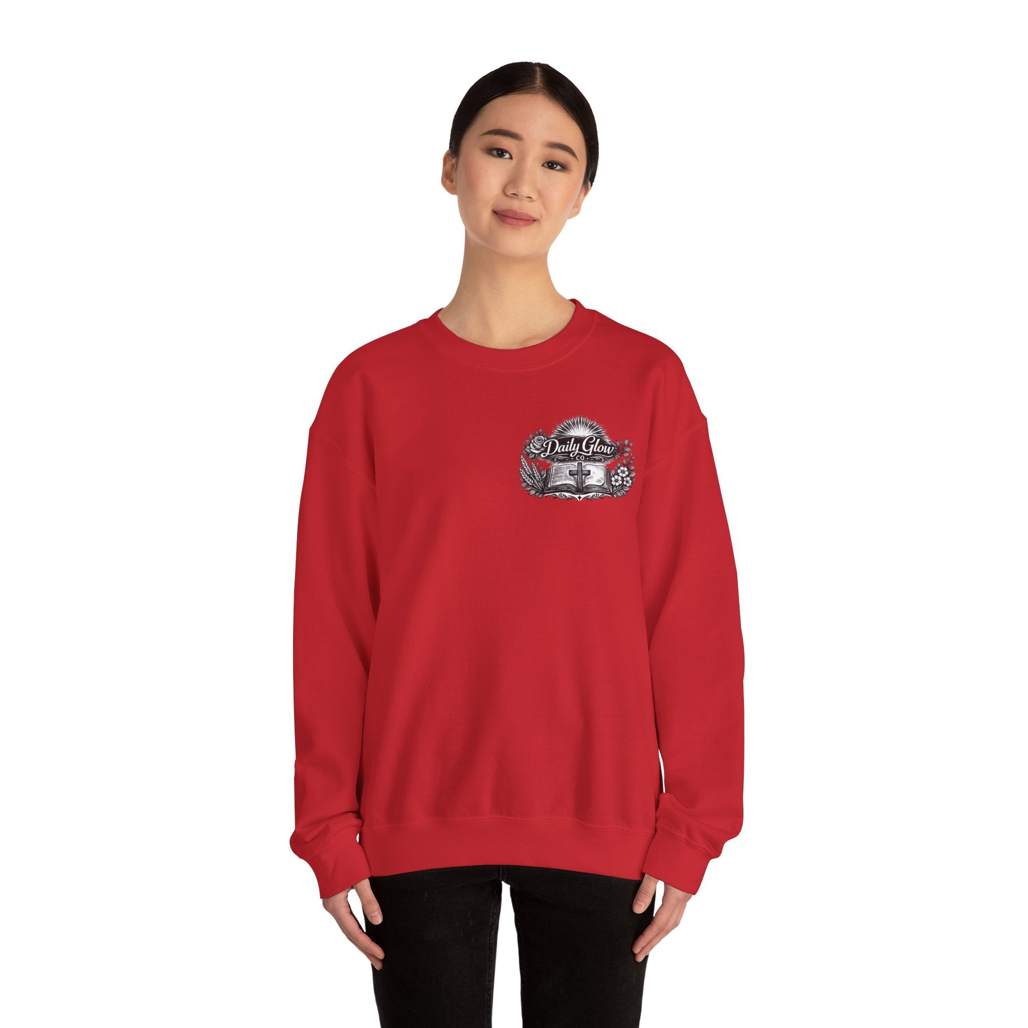 Bible Verse Cross Sweatshirt | 1 John 4:19 Religious Crewneck