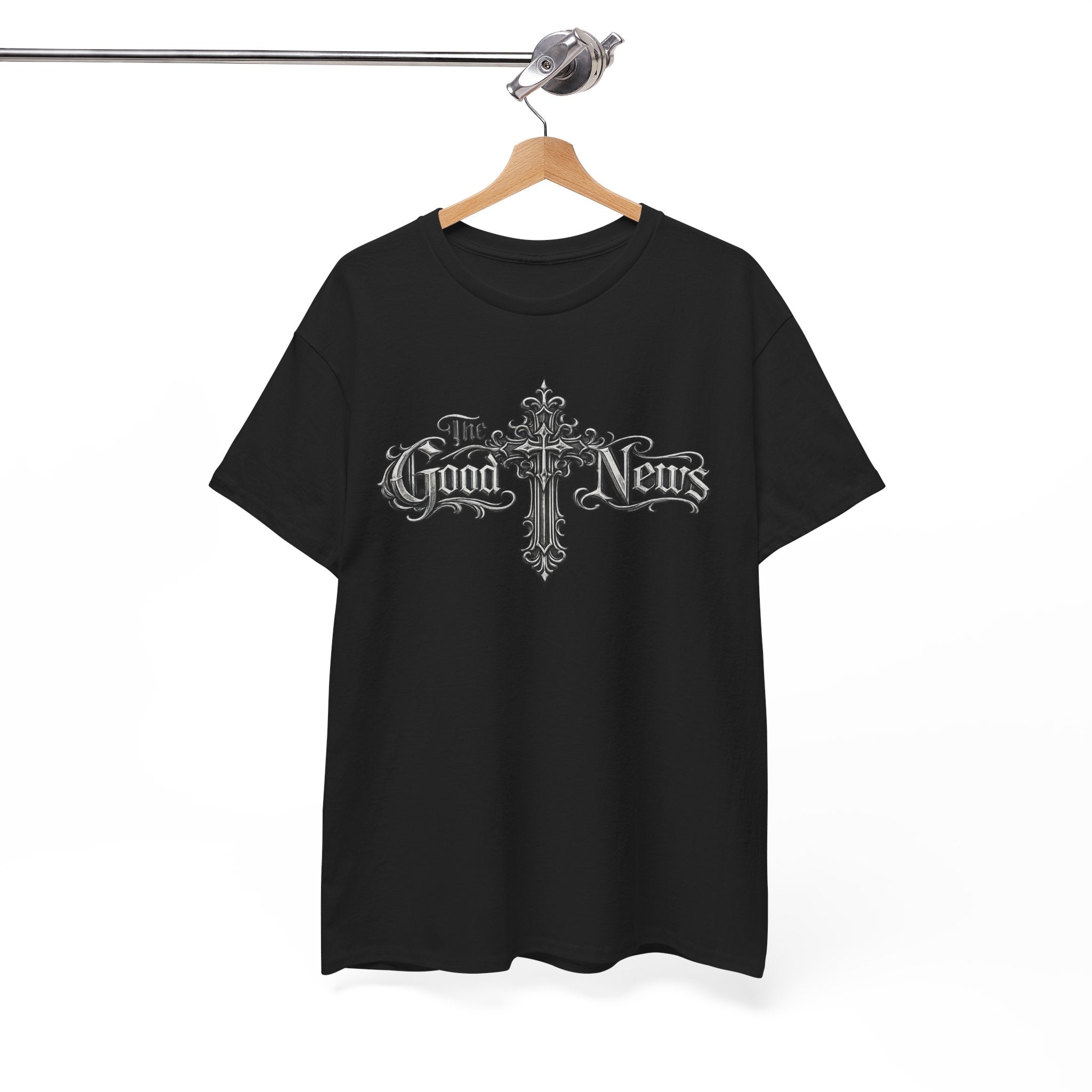 The Good News Cross T-Shirt — Gothic Religious Graphic Tee