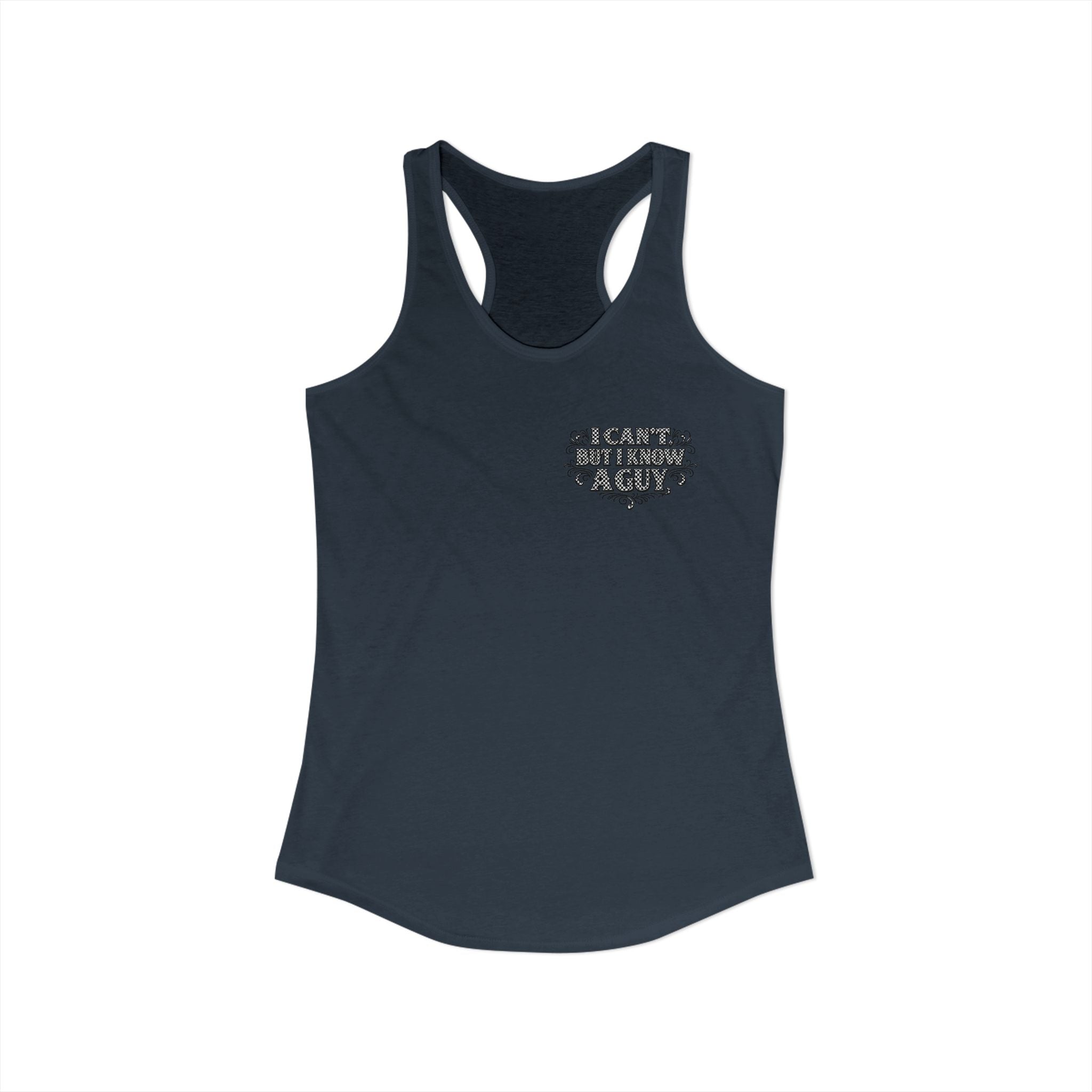 I Can't But I Know A Guy Checkered Graphic Tank — Christian Faith Racerback Tank