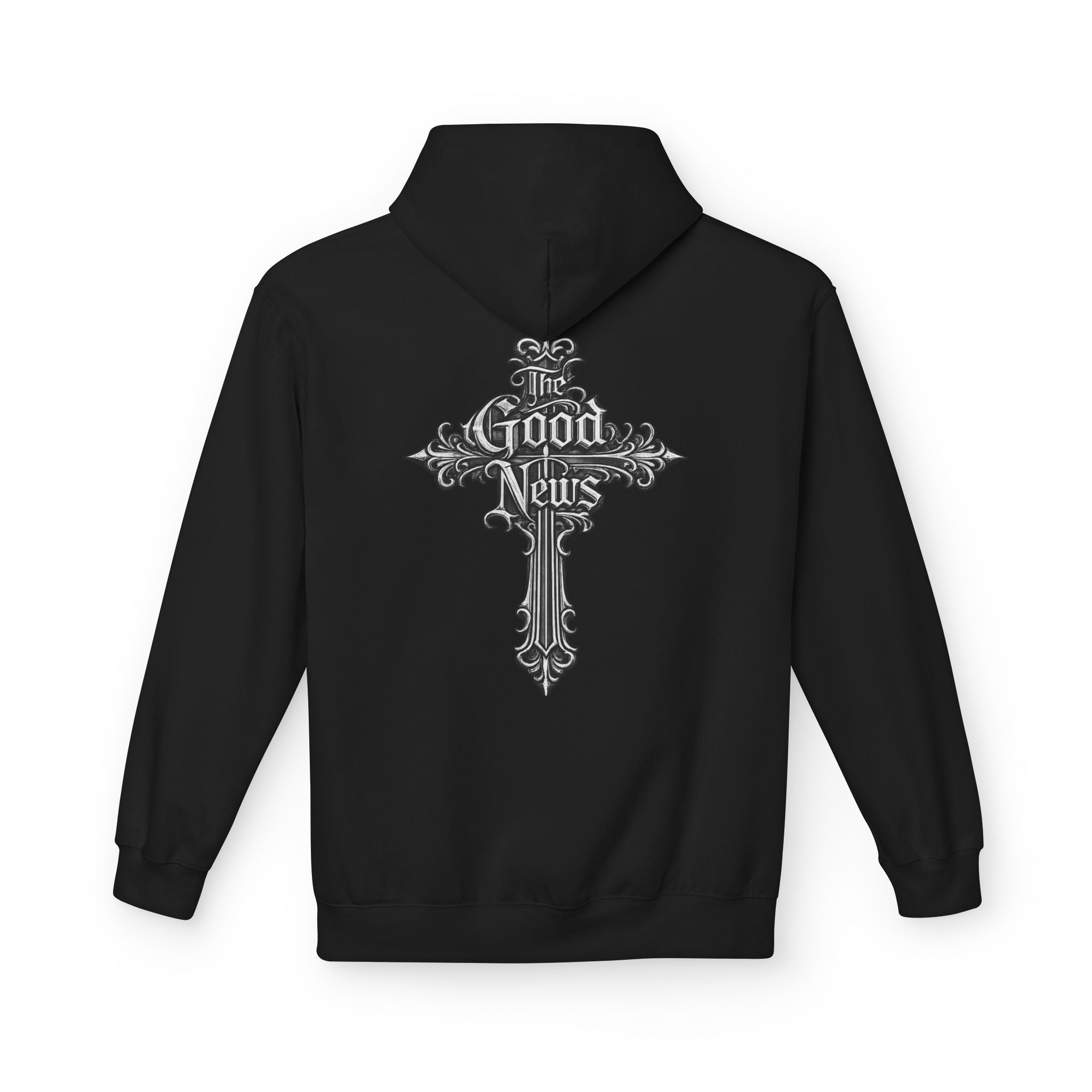 The Good News Cross Hoodie | Ornate Gothic Cross Hooded Sweatshirt