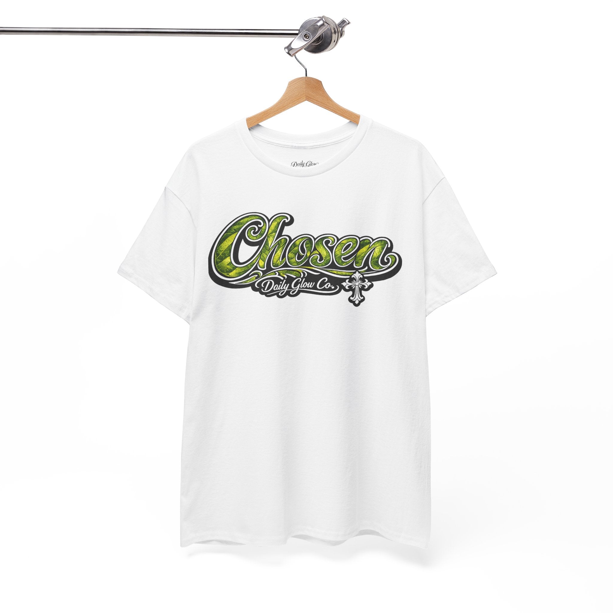Chosen Script Logo Tee | Green Script Typography T-Shirt