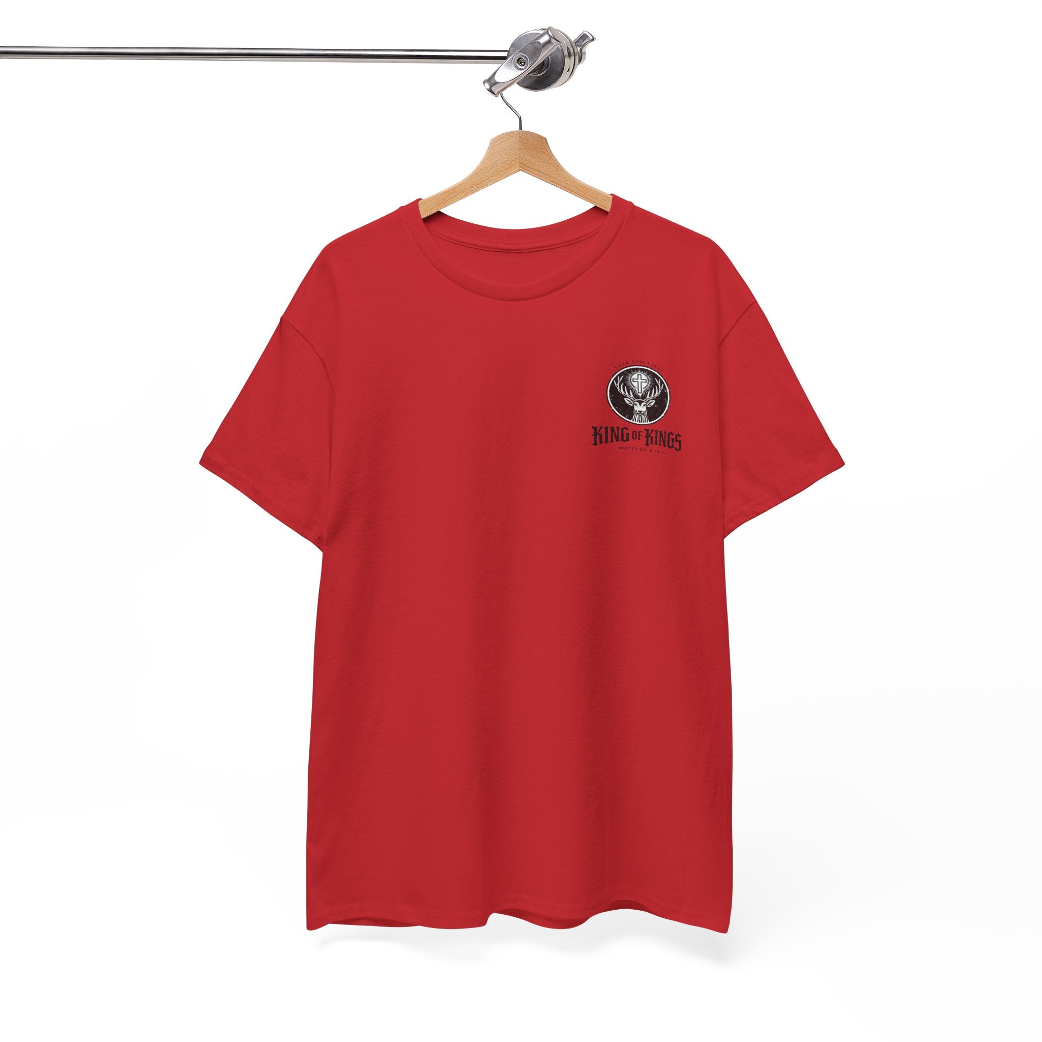 T-Shirt — "King of Kings" Christian Deer Cross Graphic Tee