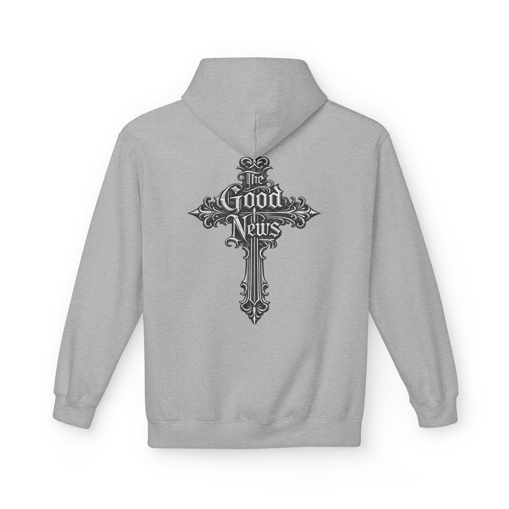 The Good News Cross Hoodie | Ornate Gothic Cross Hooded Sweatshirt