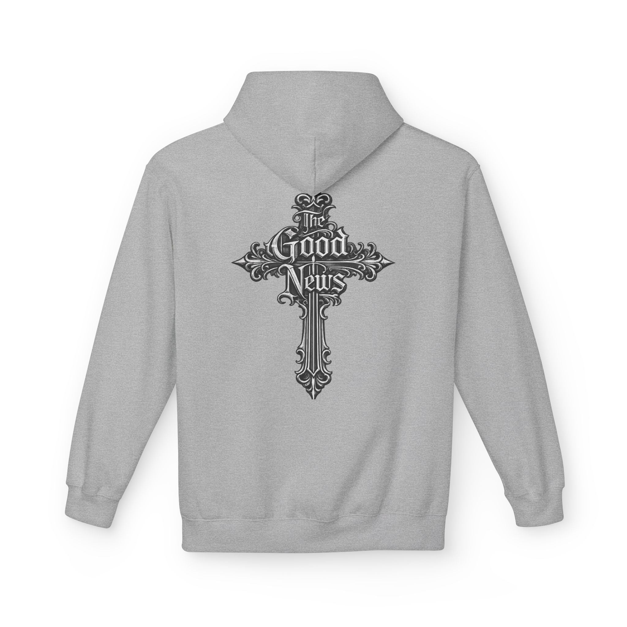 The Good News Cross Hoodie | Ornate Gothic Cross Hooded Sweatshirt
