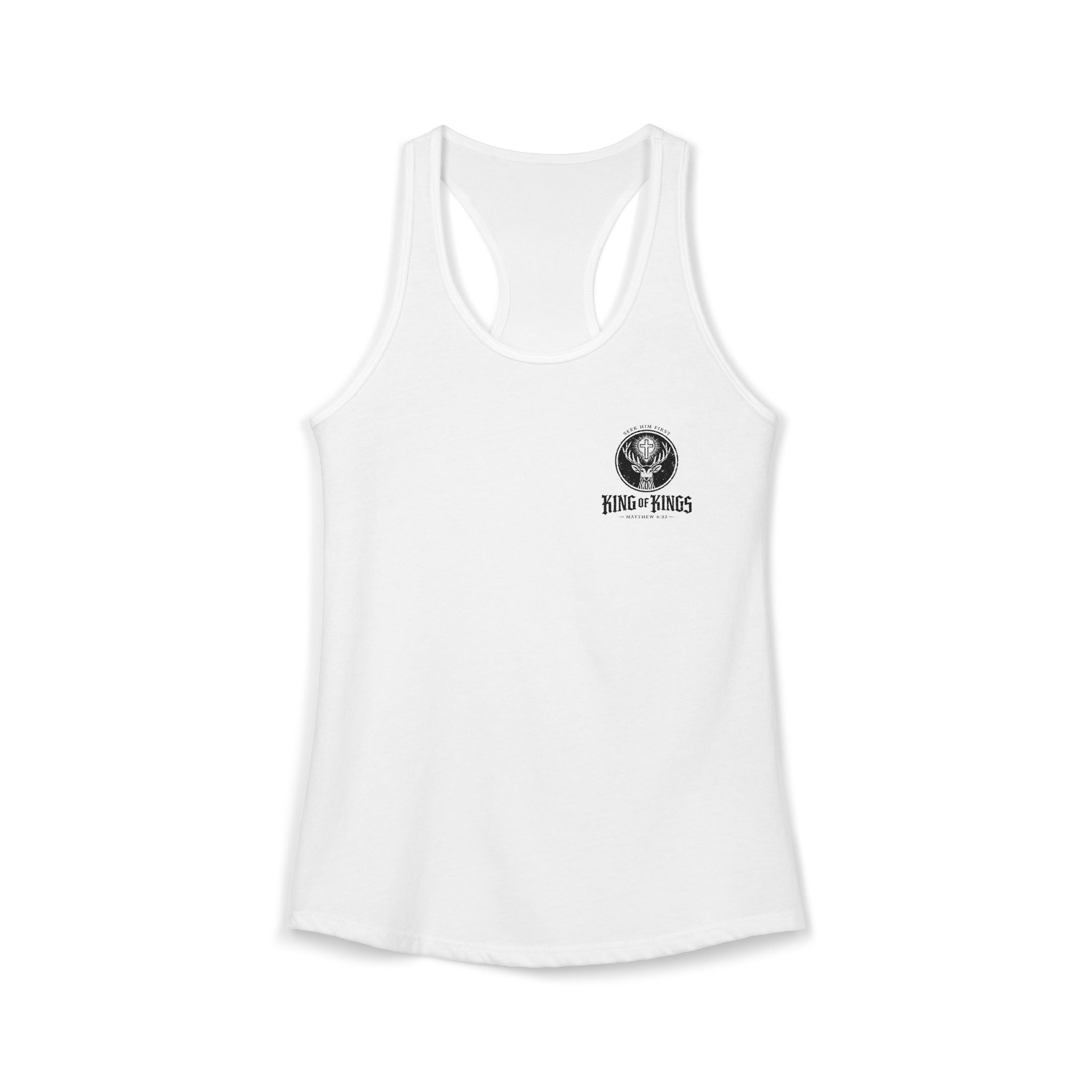 King of Kings Deer Cross Tank — Women's Racerback Faith Graphic Tank