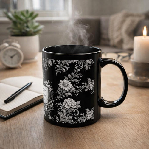 Bible Verse Cross Design Mug | 1 John 4:19 Black Coffee Mug