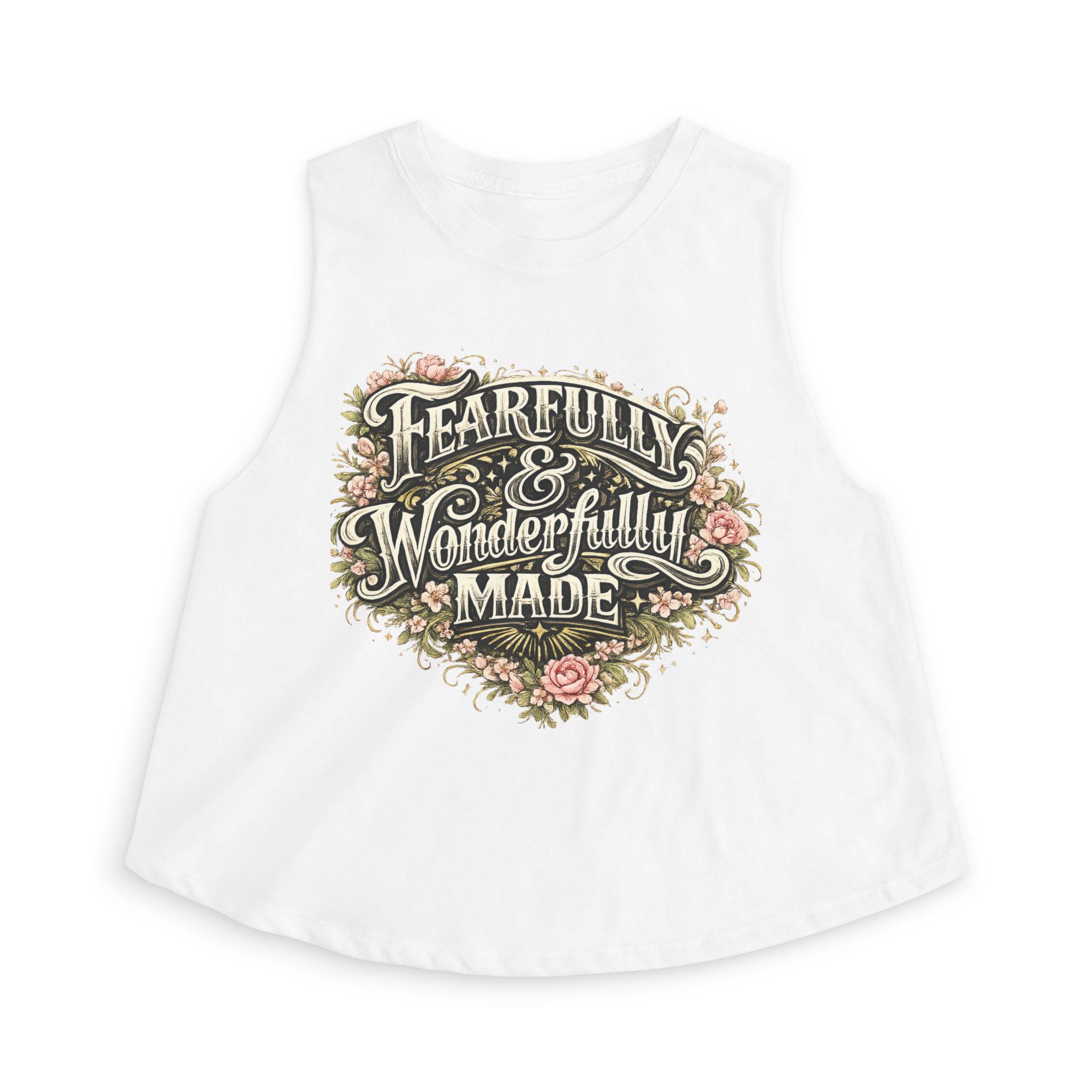 Fearfully & Wonderfully Made Crop Top | Floral Christian Inspirational Tank