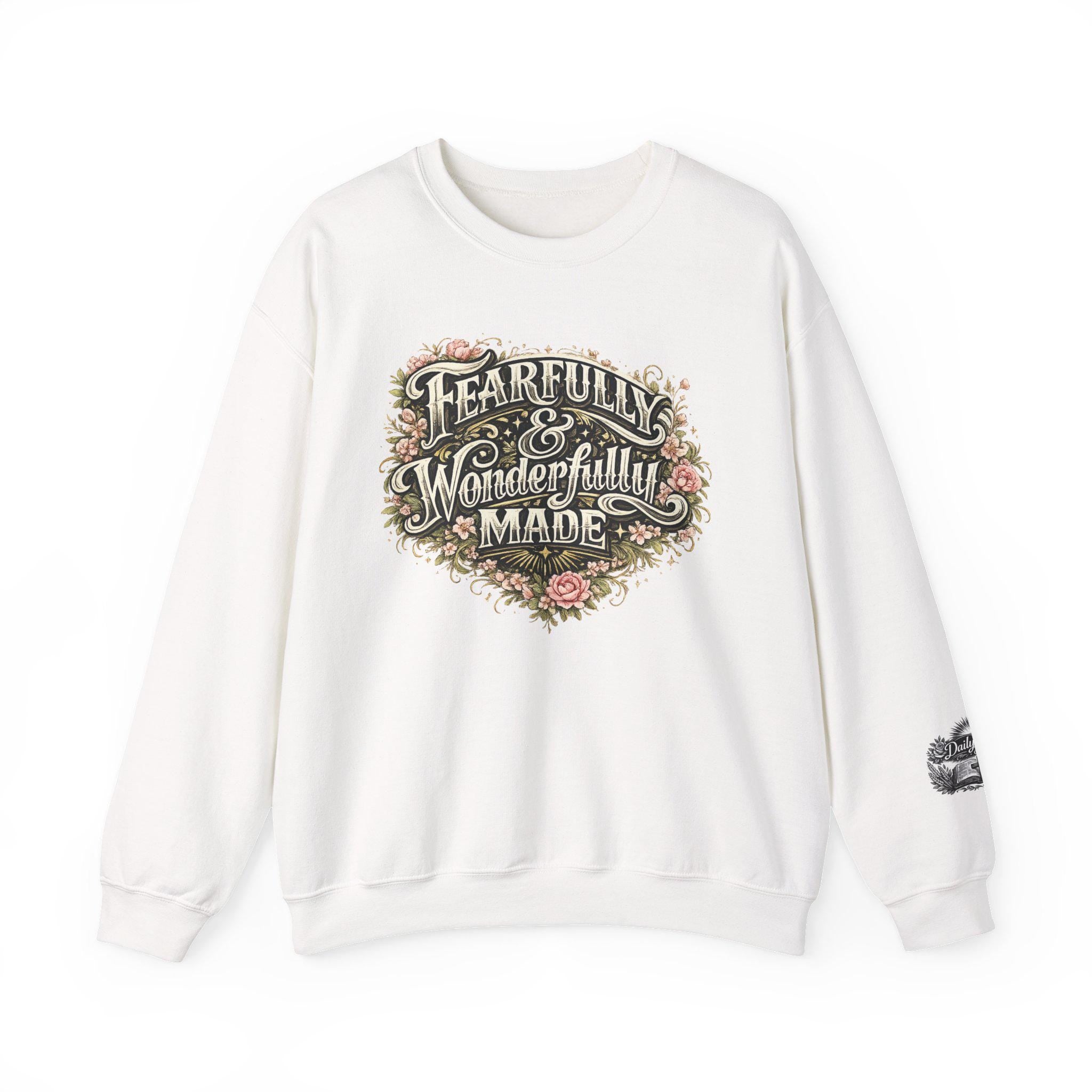 Fearfully & Wonderfully Made Floral Crewneck Sweatshirt | Christian Inspirational Pullover