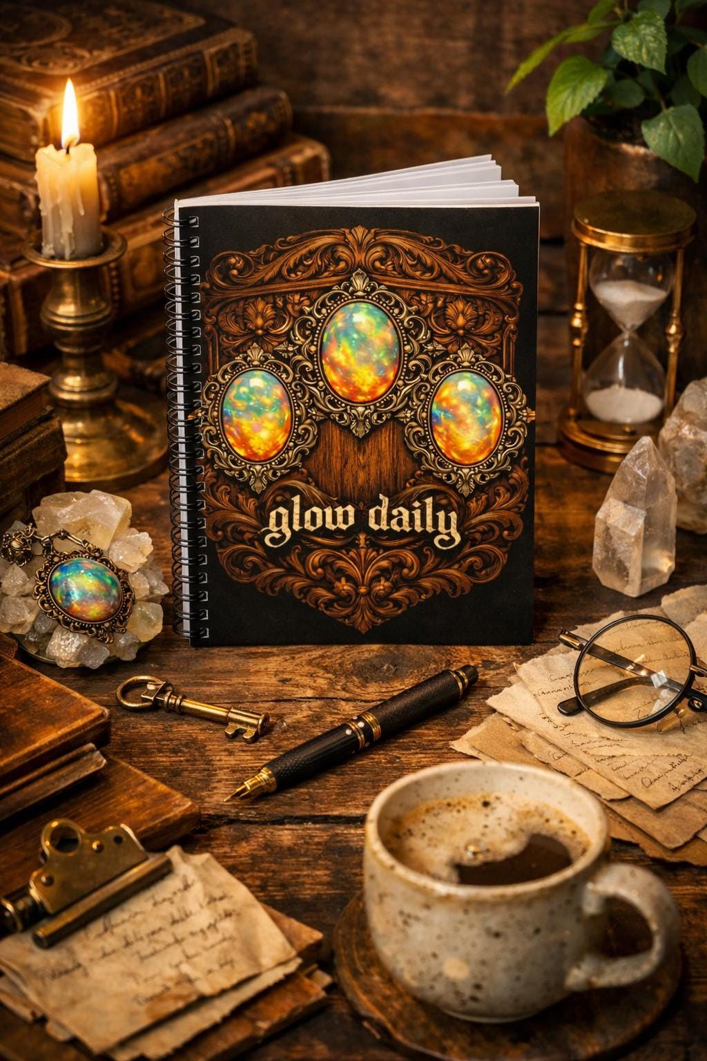 Glow Daily, Spiral Notebook | Vintage Motivational Ruled Journal
