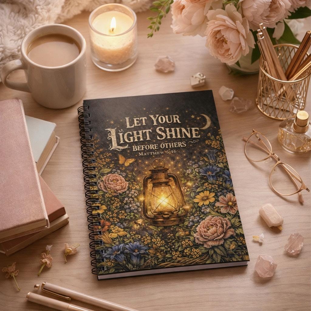Inspirational Spiral Notebook | Lantern & Wildflower Design