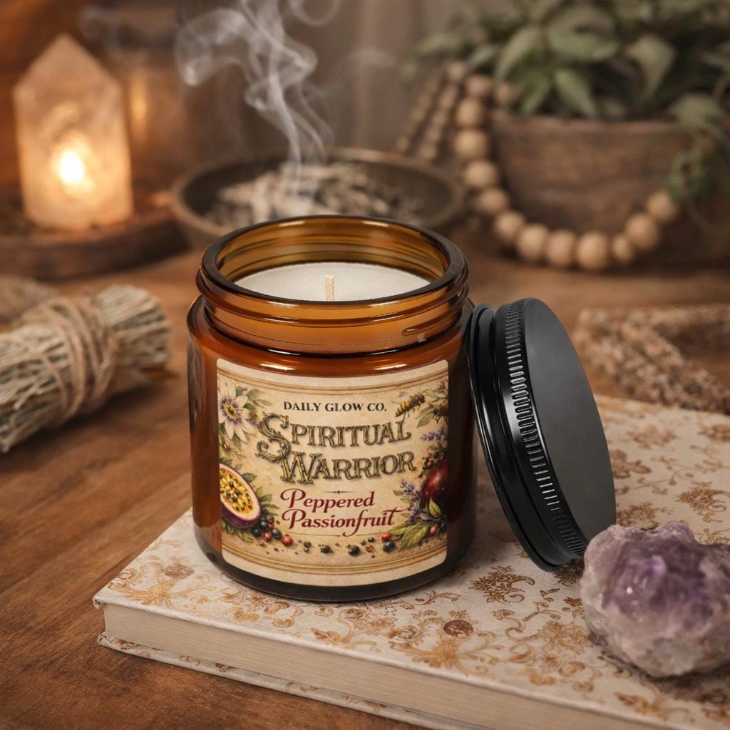 Peppered Passionfruit Spiritual Candle Scented Soy Candle | Amber Jar