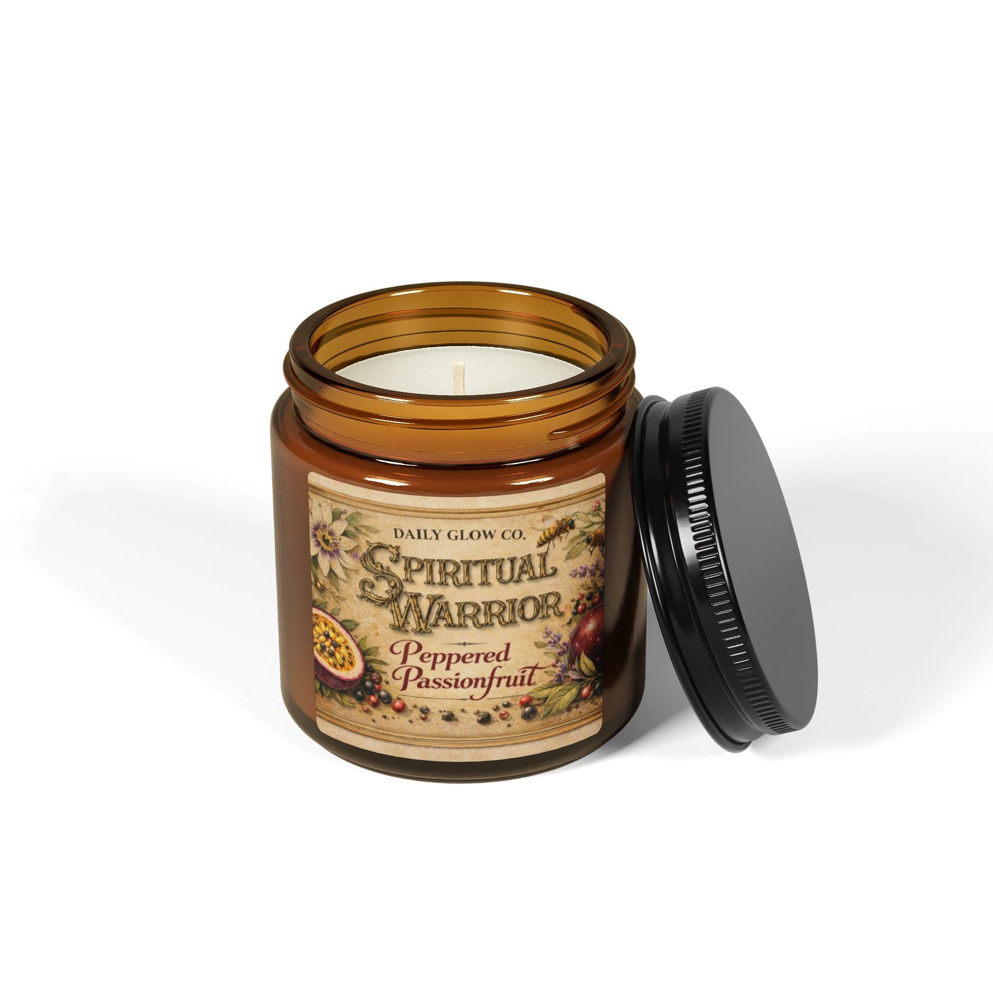 Peppered Passionfruit Spiritual Candle Scented Soy Candle | Amber Jar