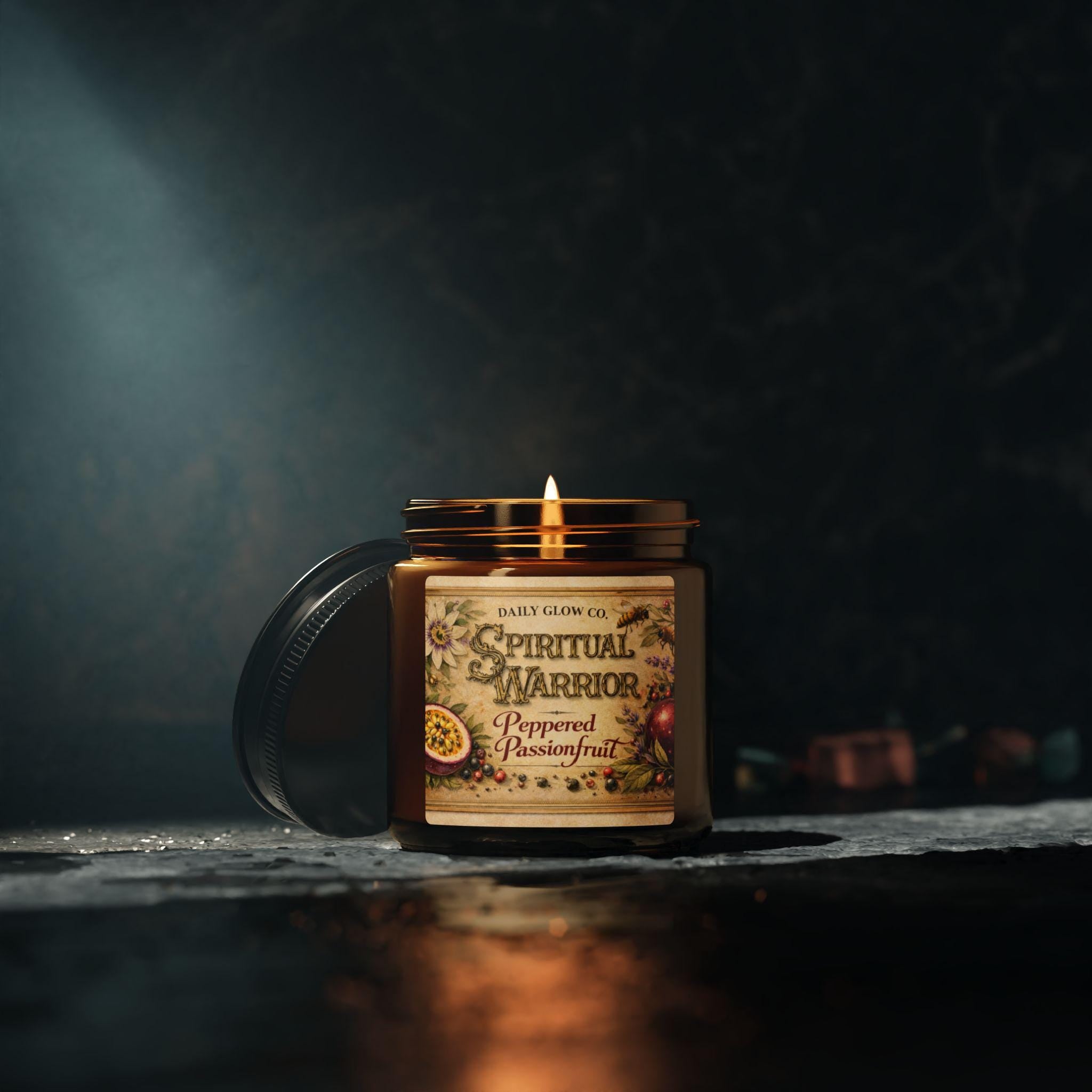 Peppered Passionfruit Spiritual Candle Scented Soy Candle | Amber Jar