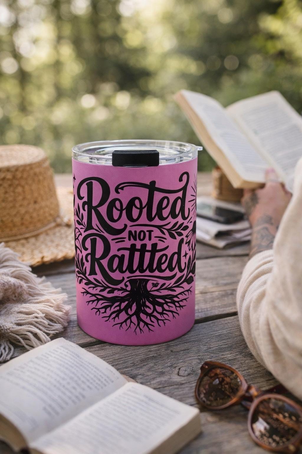 Rooted Not Rattled Tumbler 10oz | Faith Inspired Christian Coffee Cup