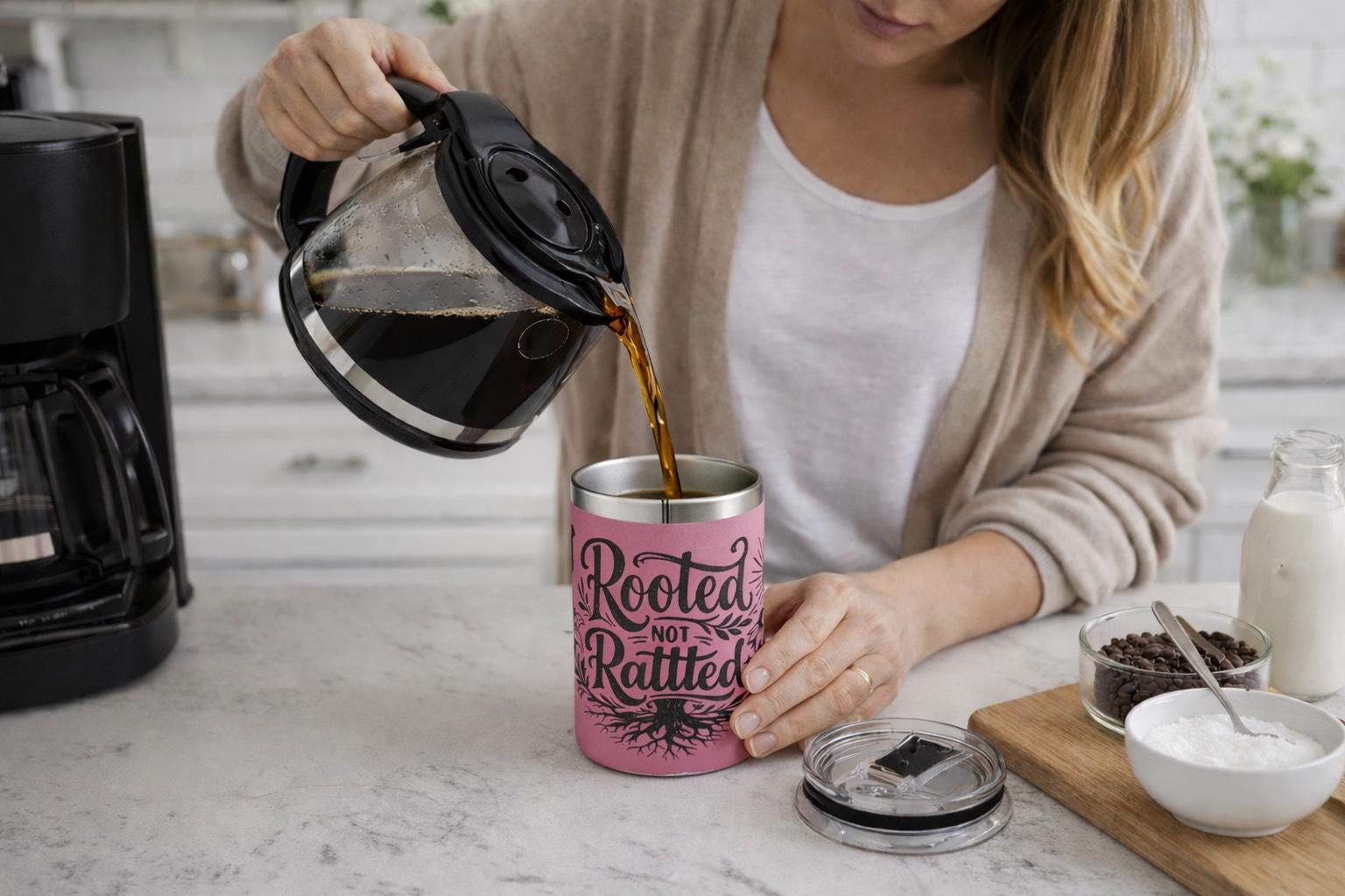 Rooted Not Rattled Tumbler 10oz | Faith Inspired Christian Coffee Cup