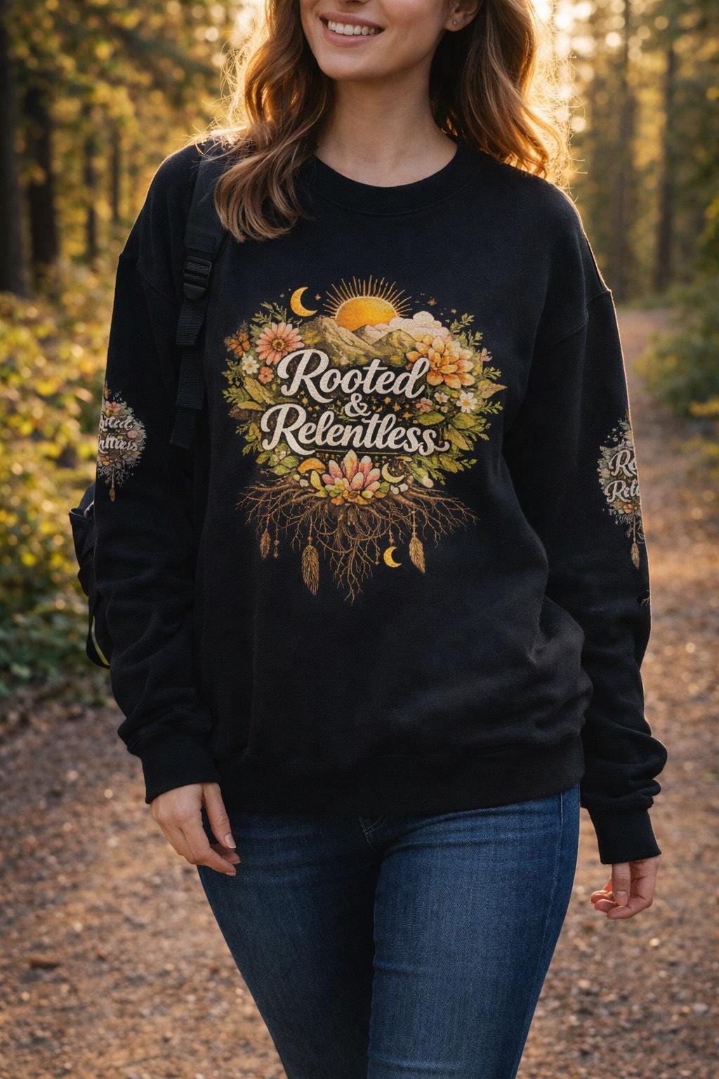 Rooted & Relentless Crewneck Sweatshirt | Botanical Strength, Resilience