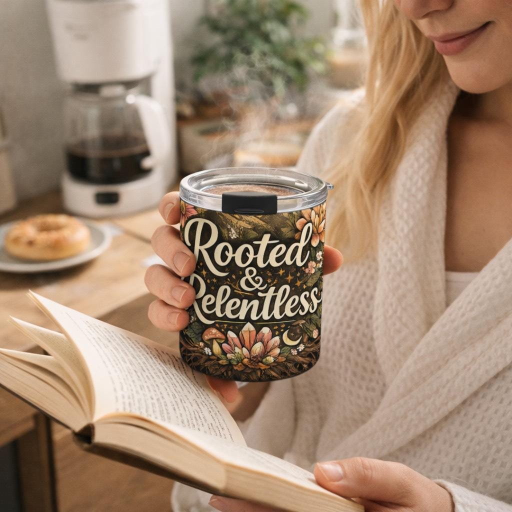 Rooted & Relentless Tumbler | Botanical Floral Travel Mug