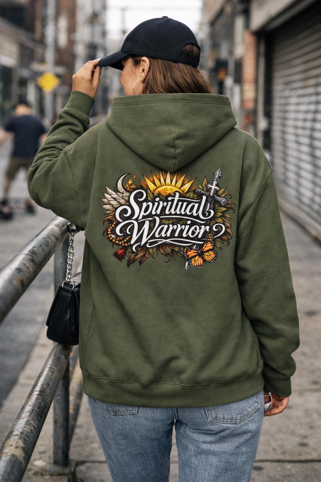 Spiritual Warrior Motivational Quote Hoodie | Faith Floral Streetwear