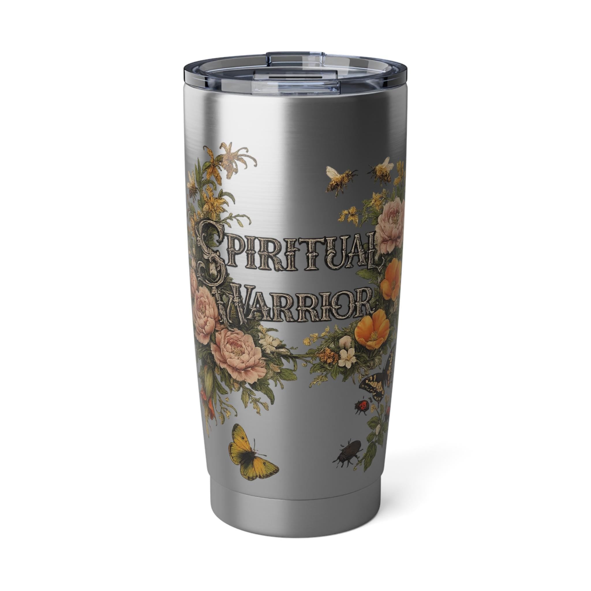 Spiritual Warrior Tumbler | Floral Christian Travel Mug