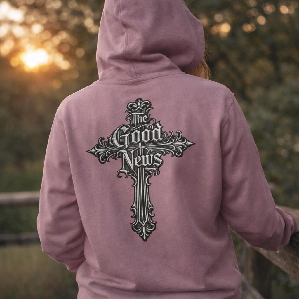 The Good News Cross Hoodie | Ornate Gothic Cross sweatshirt